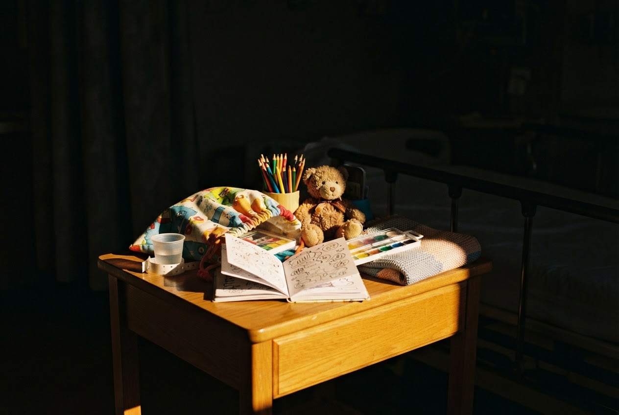 A wellness kit for a child in a hospital